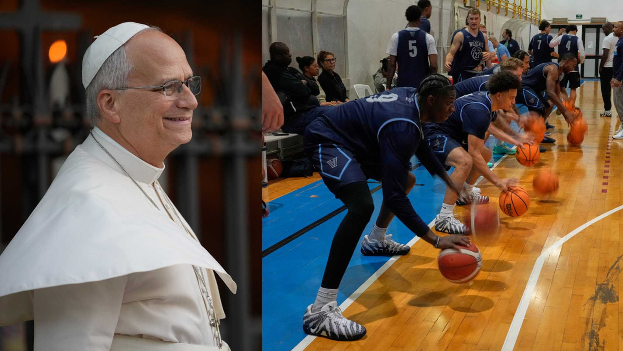 Pope Leo XIV meeting with basketball teams in Rome